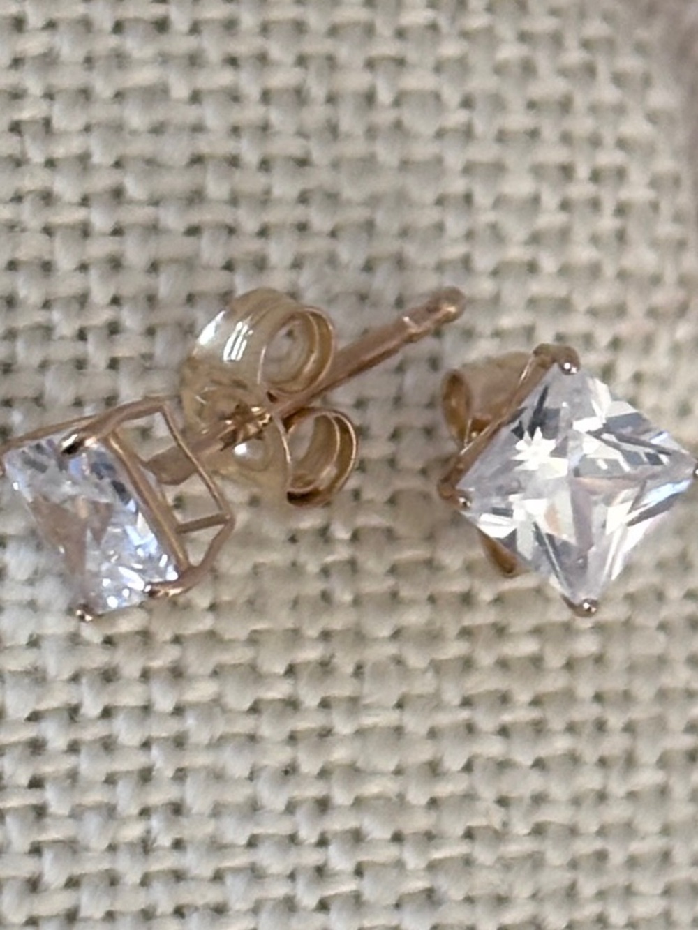 14K Gold Filled Princess Cut CZ Stud Earrings Square Minimal Classic